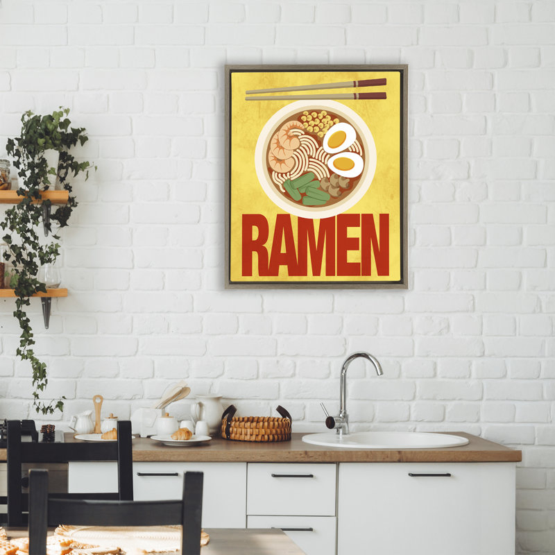 Cadre flottant Bright Ramen & Chopsticks, design par Marcus Prime, Cadre flottant orme Montalcino, H 21 po x l 17 po