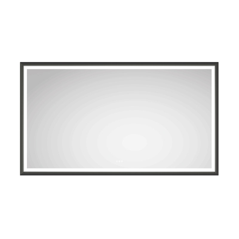 Led Bathroom Mirror With Aluminum Frame, Wall Mounted Vanity Mirror, Anti-Fog, Memory, 3 Colors, Stepless Dimmable, Black