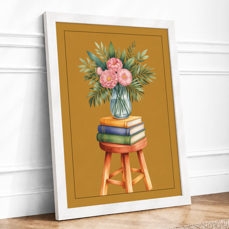 Carnations On Books Botanical - Print, A4 - 29.7 x 21.0 cm, White