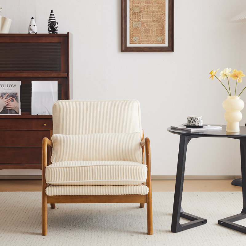 Upholstered Armchair, Cream Corduroy