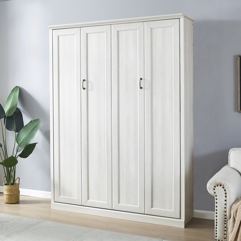 Armoire murale escamotable Murphy, Blanc rustique, Grand