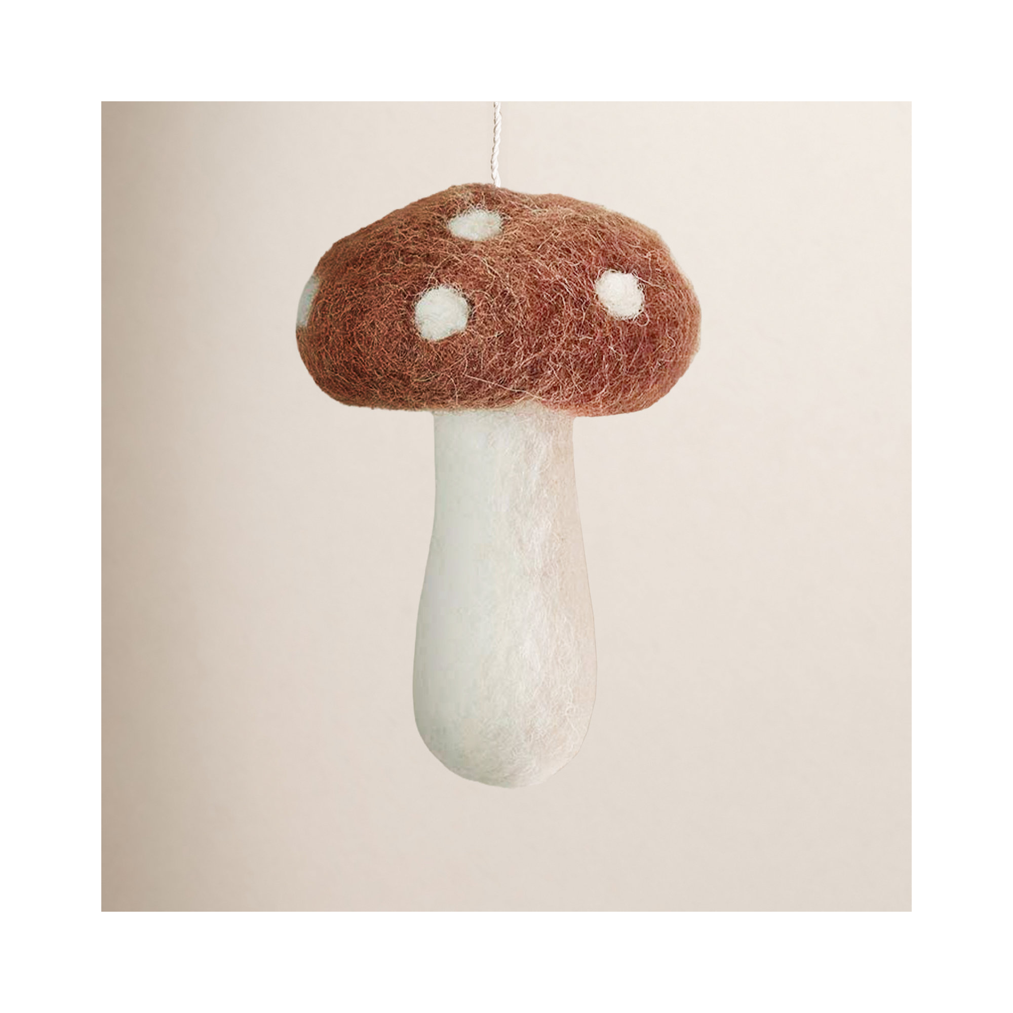Felted Mushroom Ornament, Brown, 3.5" H x 2.5" W x 2.5" D