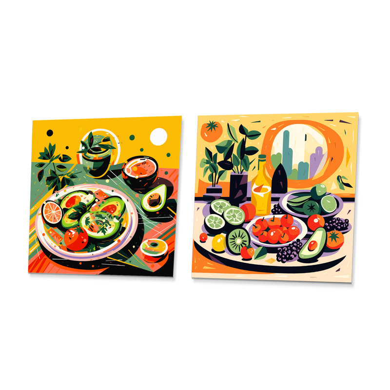 Avocat vert et rouge au Mexique I - Ensemble de 2 décorations murales en métal, H 23 po x l 46 po