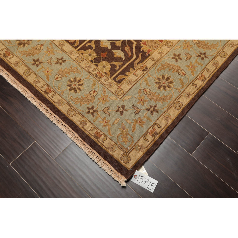 Tapis oriental en laine noué à la main Nourell Nourmak Isabelline 6 pi x 8 pi 10 po brun, turquoise