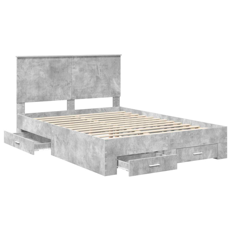 Bed, Concrete Grey, European Double (140 x 200 cm)