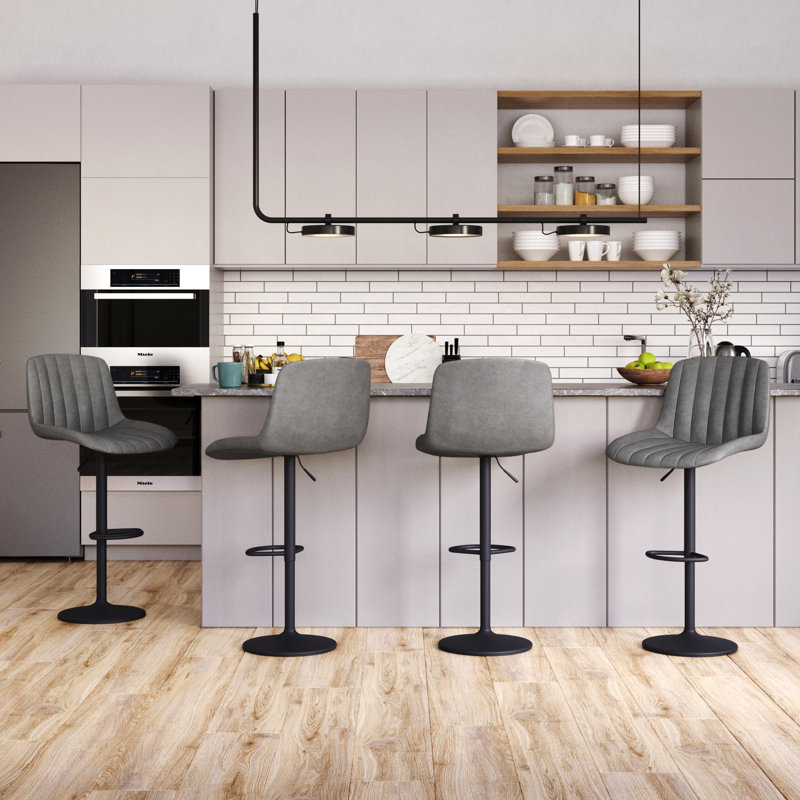 Adjustable Height Counter Stool with Metal Frame, Grey