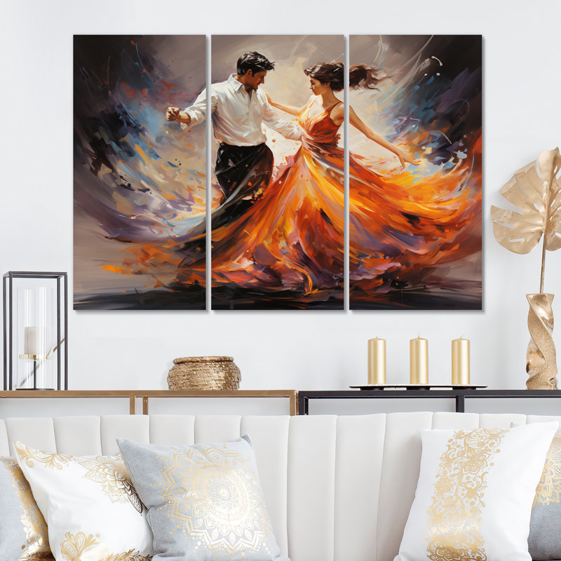 Soulful Dancing III sur toile, reproduction de 3 pièces, H 28 po x l 36 po x P 1 po