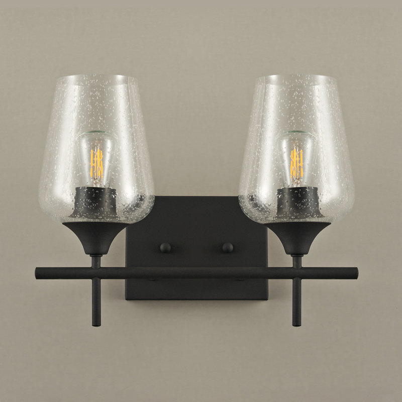 Éclairage pour meuble-lavabo à intensité variable Herminie, Noir mat, À bulles, Deux lumières