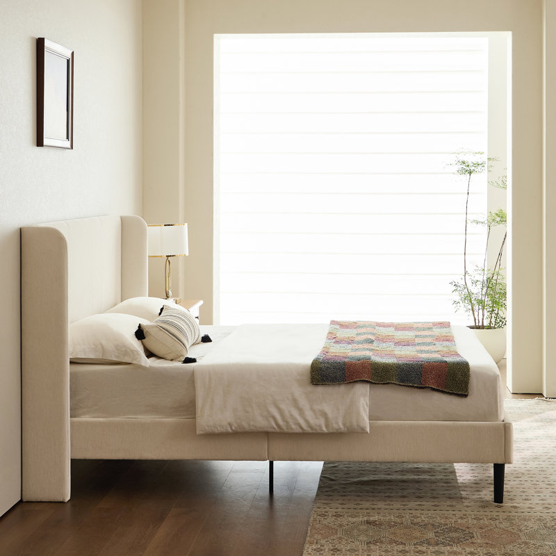 Linda Upholstered Wingback Bed, Queen