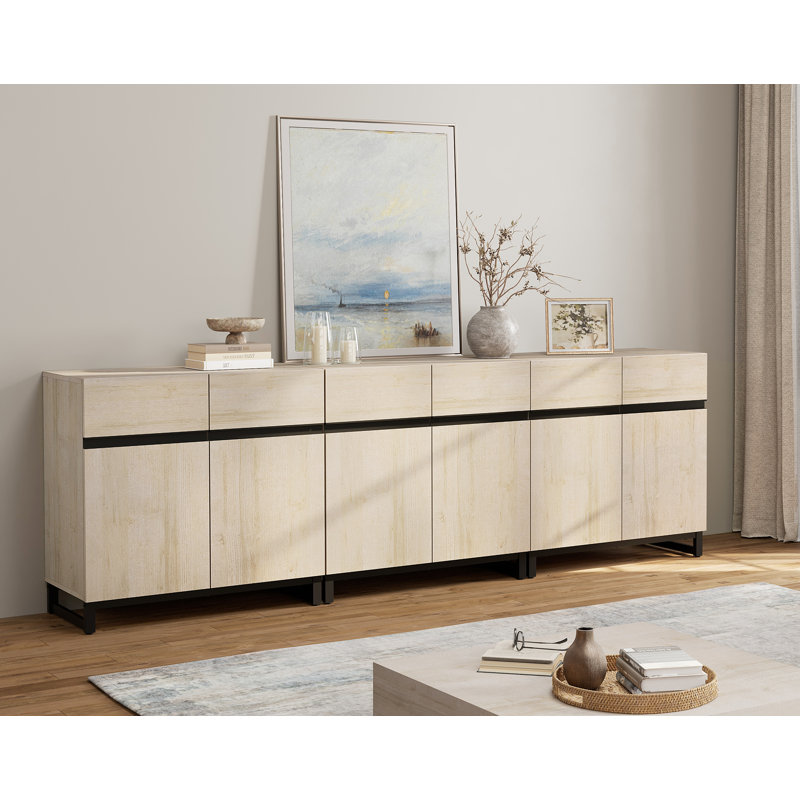 Crédence de rangement l 94,5 po Aadam, Beige