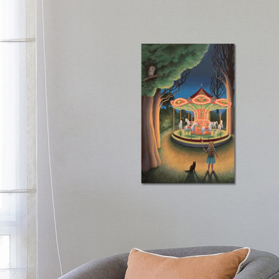 Nightime Carousel by Antoinette Kelly - Floater Frame Gallery-Wrapped Canvas Giclée on Canvas