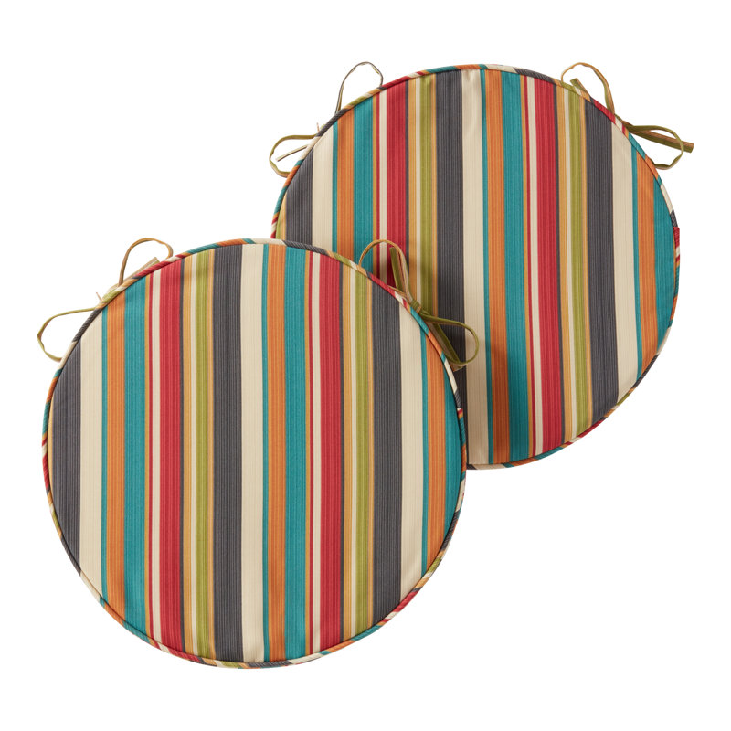Outdoor Round Dining Chair Seat Pad, Sunset Stripe