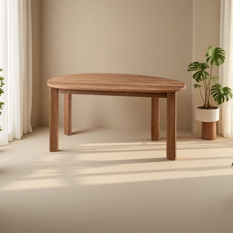 Teak solid wood oval desk