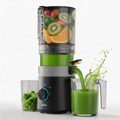6" Wide Mouth Cold Press Juicer, Whole Fruit & Vegetable Juicer Machine for Batch Juicing, Easy Clean Slow Masticating Juice Extractor for Home