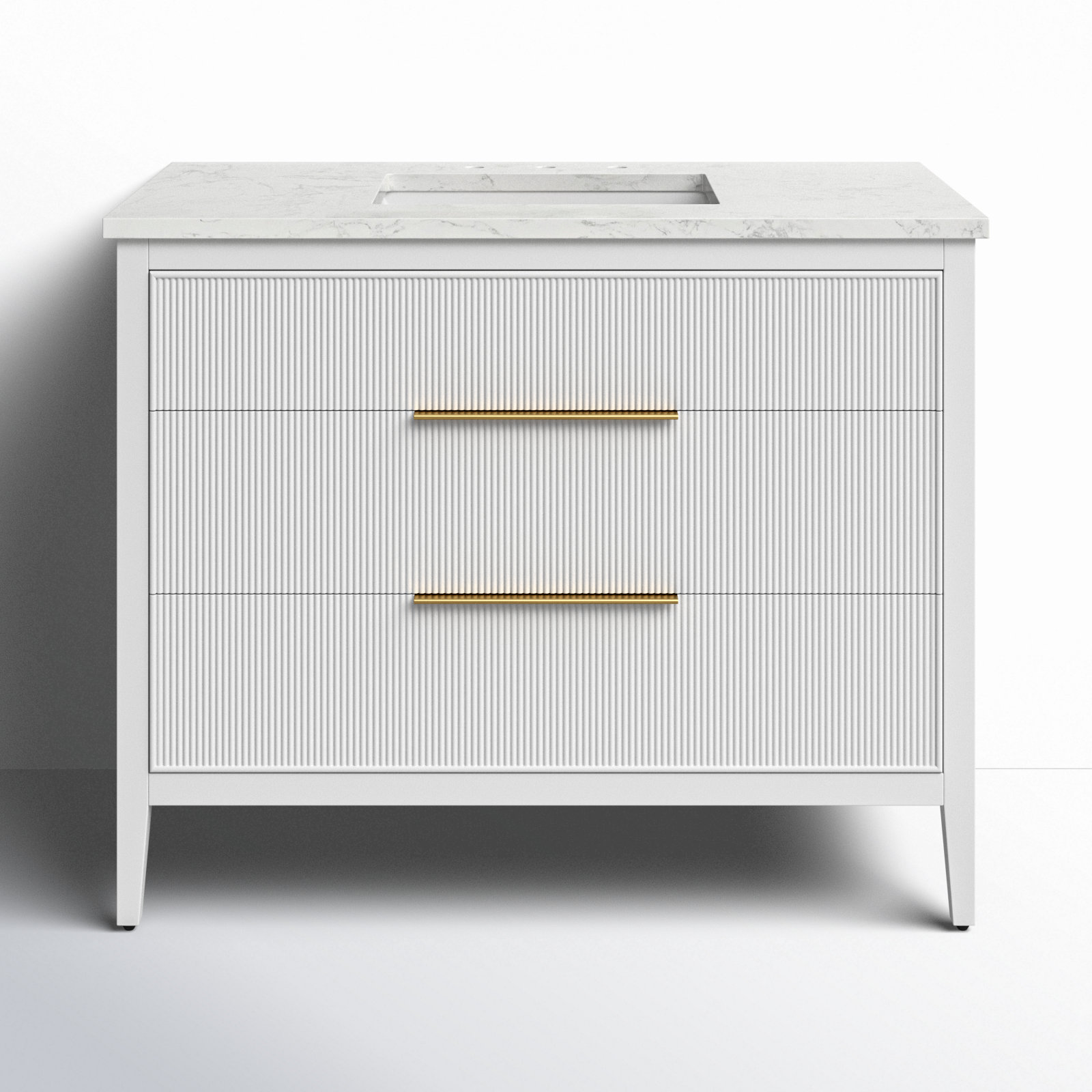Bilroy 42'' Single Bathroom Vanity with Engineered Stone Top, White