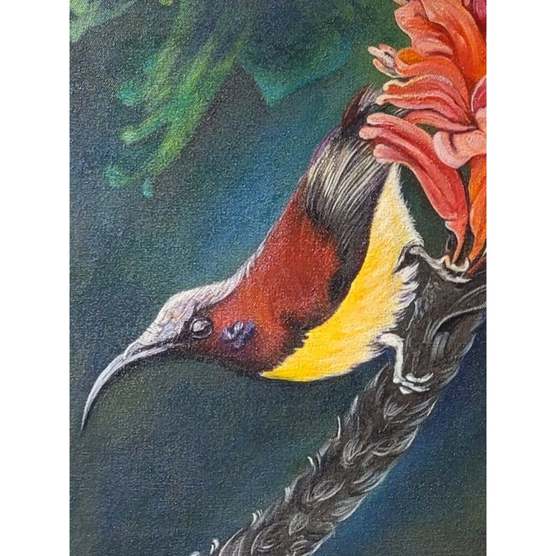 Le Sunbird | Acrylique et huile sur toile | Par Alka Sengar | Avec cadre