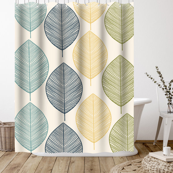 Lisa　Shower　Reviews　Nohren　Twillery　Leaves　Curtain　by　Multicolor　The　Botanical　Co.®　Wayfair