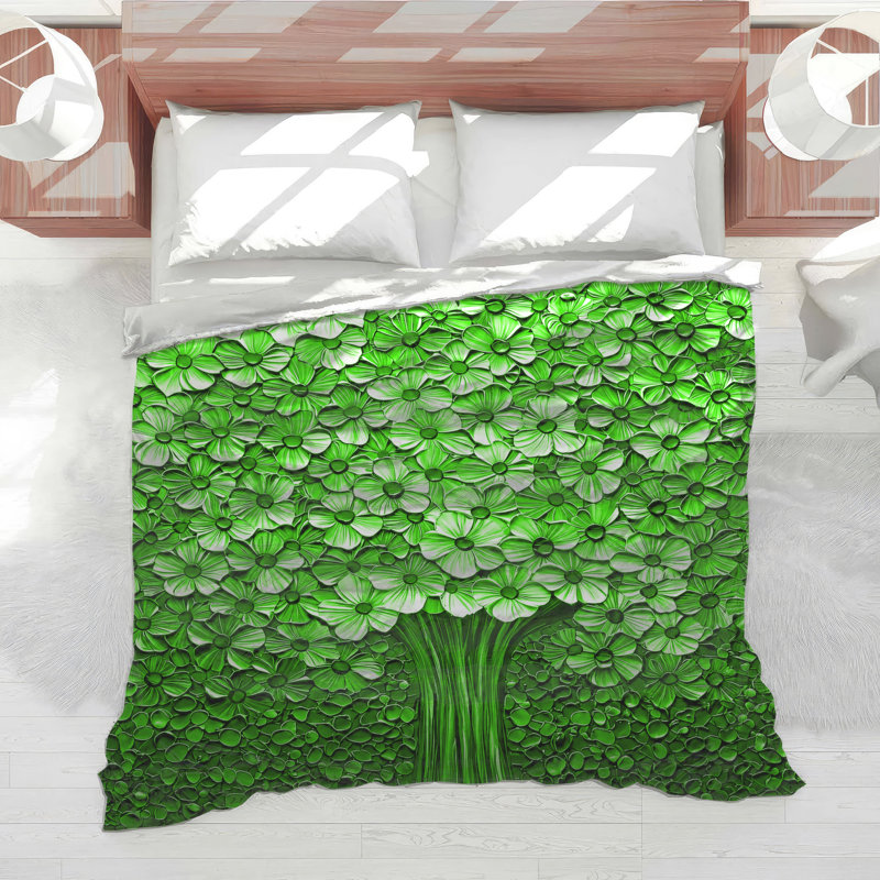 Green Floral Tree Comforter, Queen