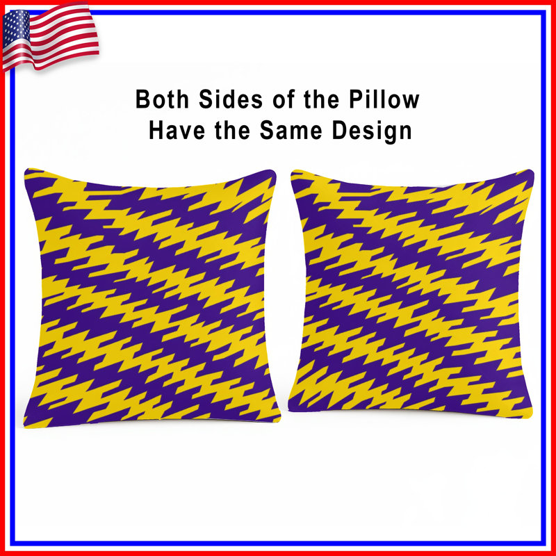 Coussins décoratifs à double face jaune zigzag, 14 X 14 pouces