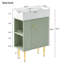 Meuble-lavabo vert 21,6 po avec lavabo en céramique et rangement à gauche, design moderne et durable-792570909