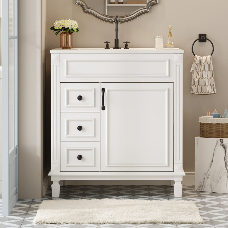 Meuble-lavabo 30 po avec lavabo en céramique, Blanc