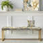 Banc floral rembourré or-135449362