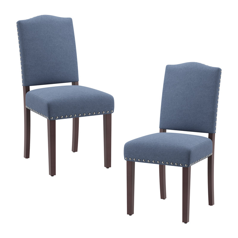 Upholstered Parsons Dining Chairs, Linen Side Chair, Blue