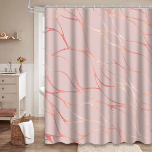 Delicate Rose Marble Gold Shower Curtain with 12 Hooks