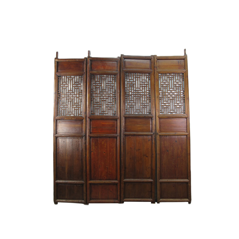 Asian Classic Stained Wood Pivot Screen Door