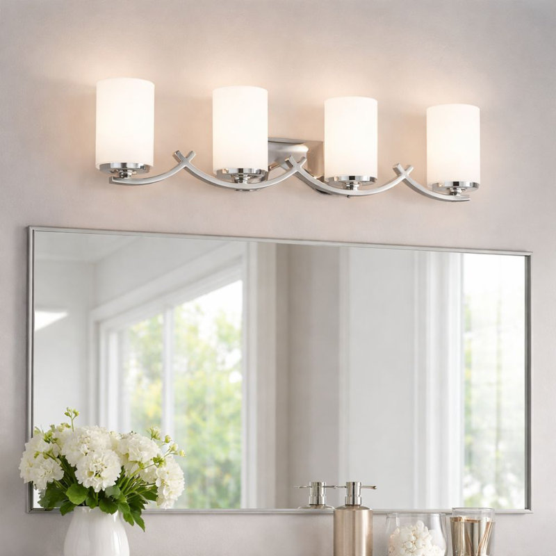 4 Light Vanity Lighting In Chrome, White