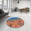 Tapis bleu/orange tissé à la machine-1529905992