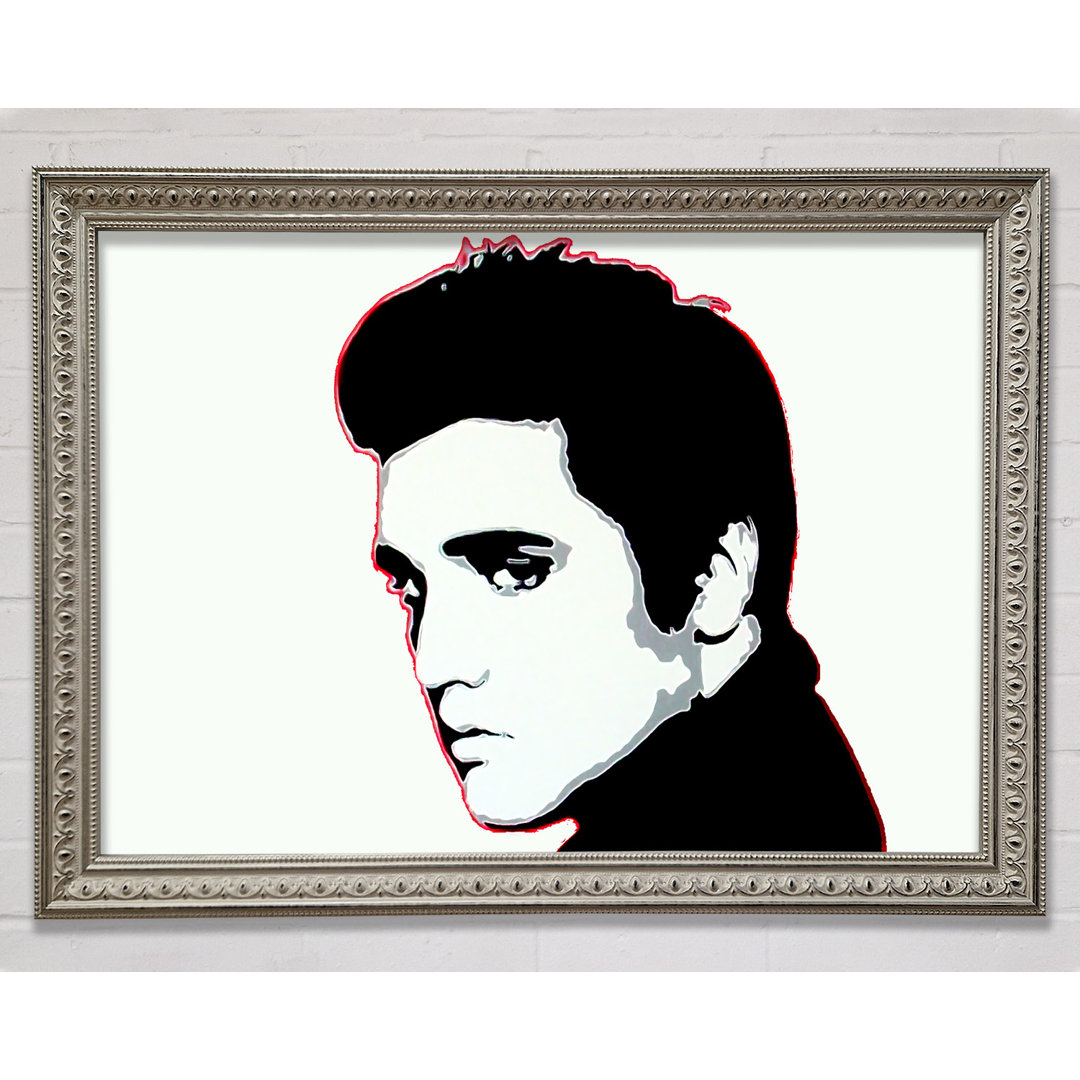 Elvis Portrait Silber - Einzelner Bilderrahmen Druck