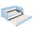 Upholstered Daybed Sofa Bed Twin Size With Trundle Bed And Wood Slat-2039403039
