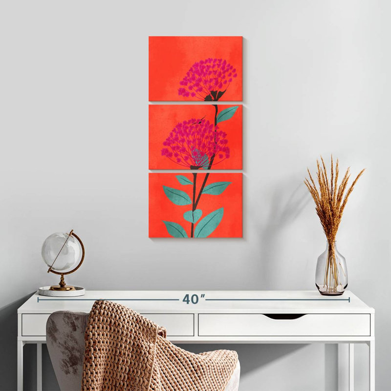 Fleur tropicale au coucher du soleil, H 27 po x l 12 po