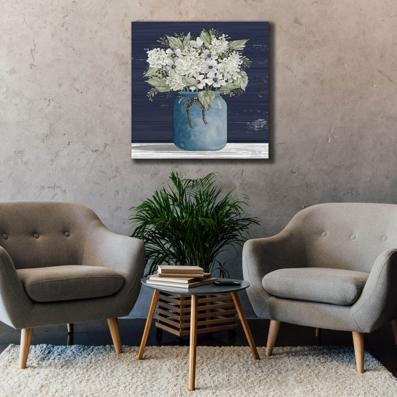 «White Flowers I» par Cindy Jacobs, art mural sur toile, H 37 po x l 37 po x P 1,5 po