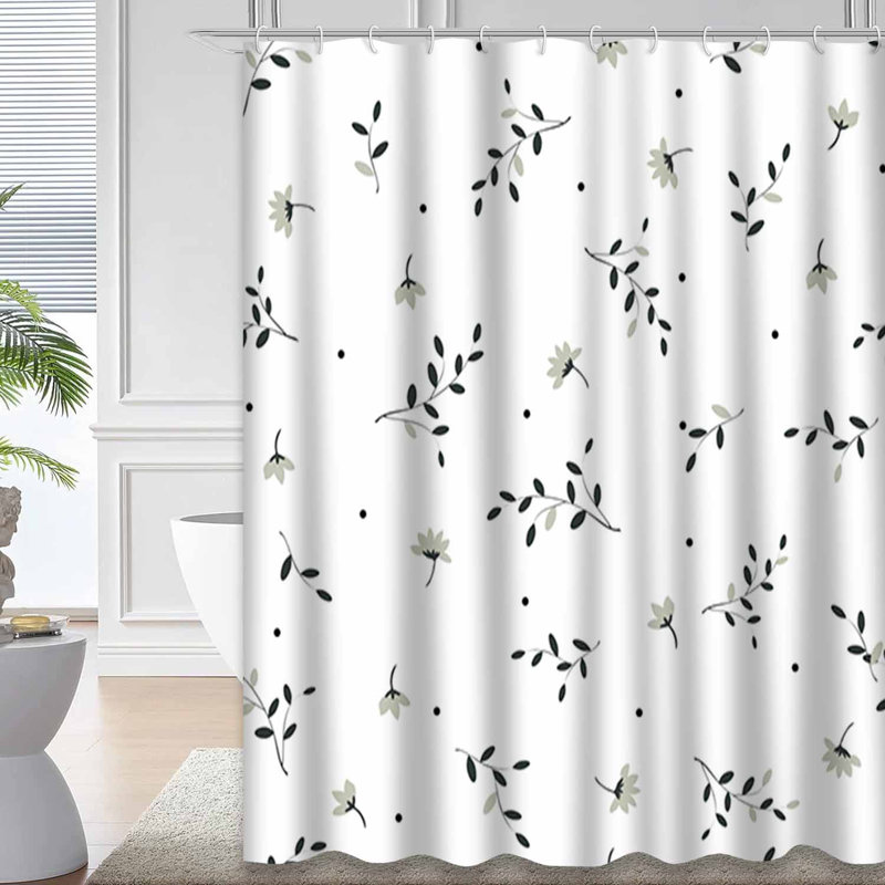 Magnifique rideau de douche blanc à motif abstrait avec 12 crochets, 72" L x 72" W