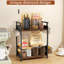 2 Tier Coffee Bar Organizer For Home Office, Spice Rack For Countertop, Kitchen Counter Storage Shelf With Hanging Basket, Coffee And Tea Condiment Station Organizer
