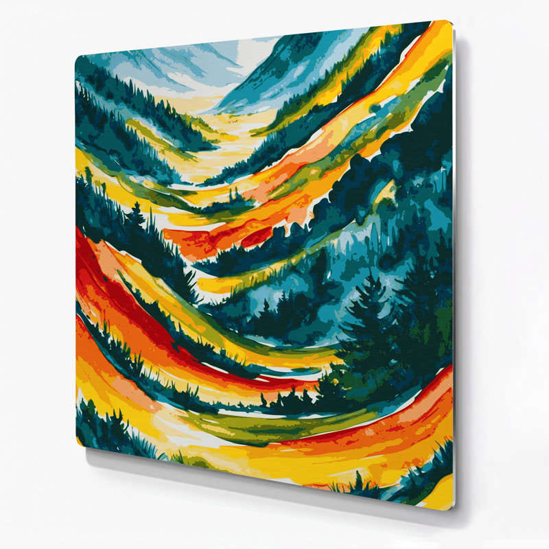 Aquarelle, paysage, 25, art mural en métal vert, H 12 po x l 12 po