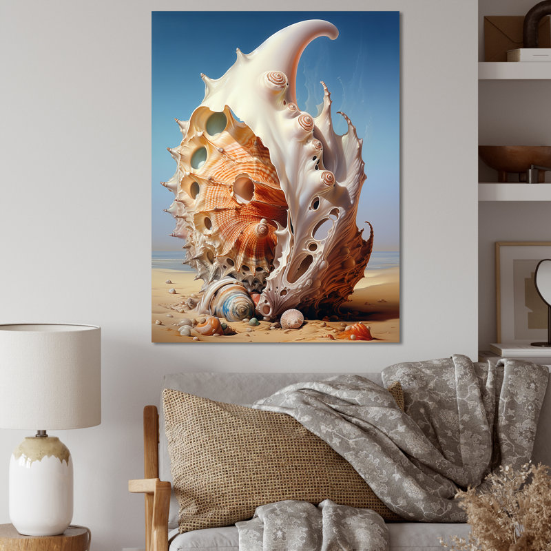 Lithalsa abstrait coquillages surréels - impression, H 20 po x l 12 po x P 1 po, Toile tendue