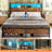 Lozandier Headboard with Storage, Power Outlet, USB Ports and LED Strip-1071489320-1071489327