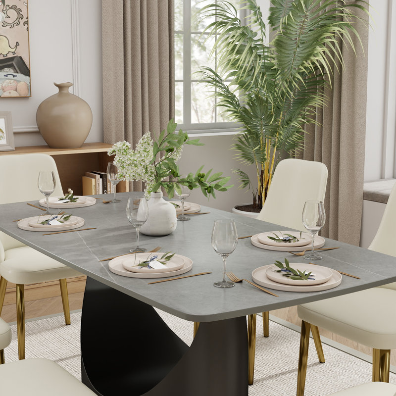 Table de salle à manger Aliyas, Noir, Gris, H 29,53 po x L 70,9 po x l 35,4 po