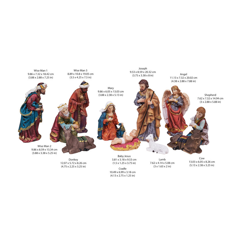 Ensemble de 11 figurines pour crèche de Noël