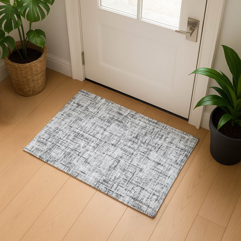 Premium Machine Washable Mayfield AMF2130 Striped Rug, 1'8" x 2'6", Gray