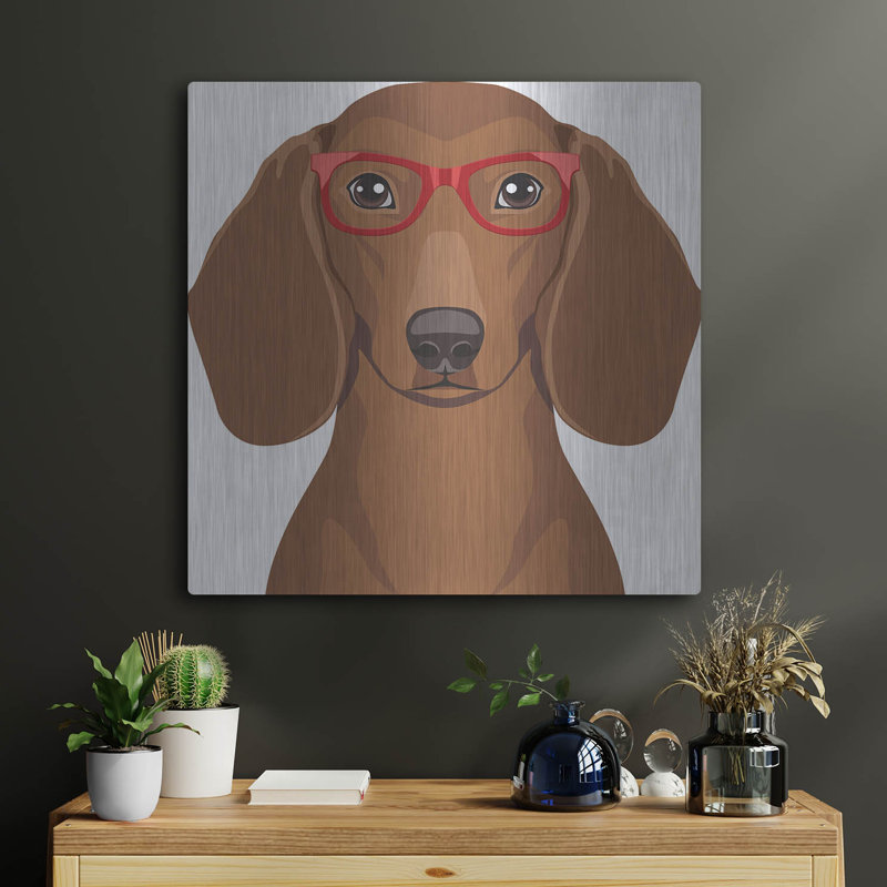 «Teckel portant des lunettes de style hipster» par les affiliés Furbaby, H 24 po x l 24 po