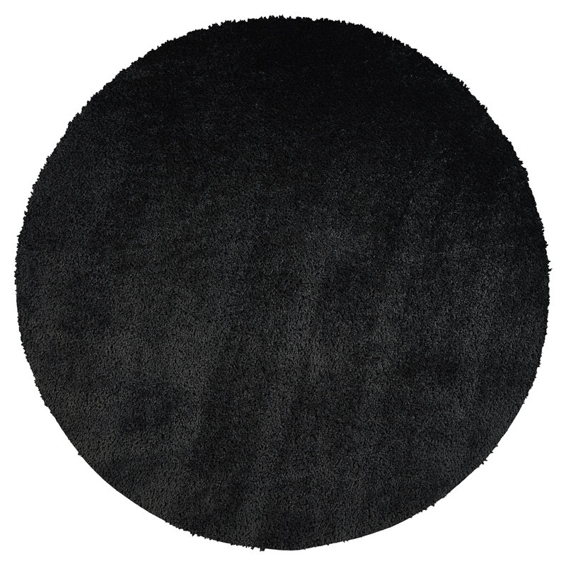 Ridout Solid High-Pile Rug, Black, Round 160 cm, Polypropylene