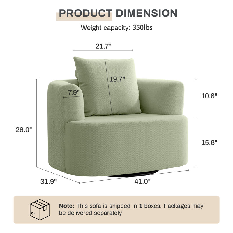 Méridienne pivotante l 41 po avec coussin, Vert
