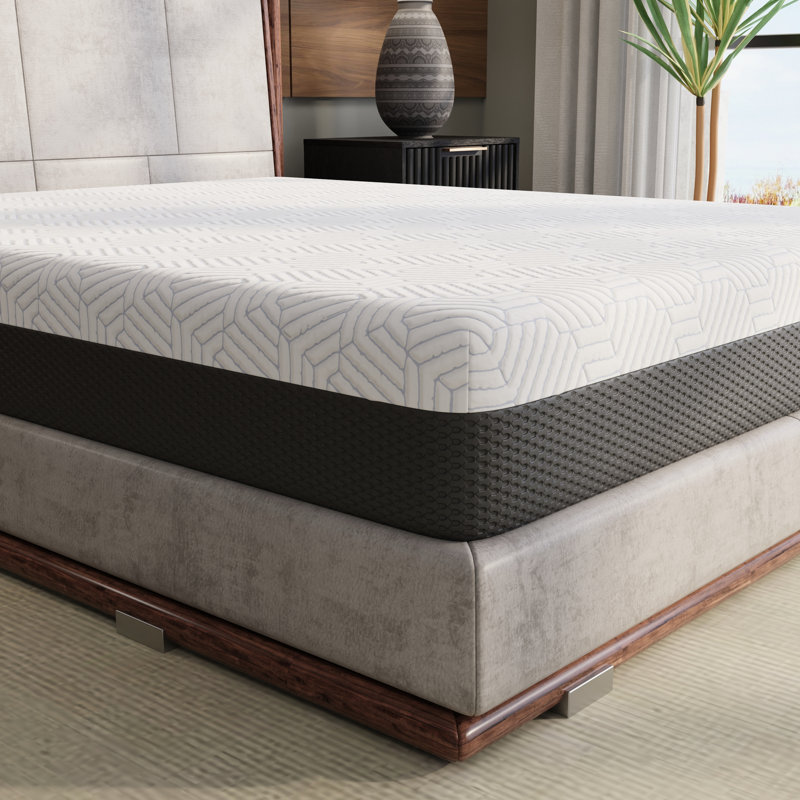 Matelas Twin XL 10 pouces, housse rafraîchissante, fermeté moyenne, mousse à mémoire de forme ventilée I-Gel de 2 pouces, base ferme de 3 à 5 pouces avec refroidissement par changement de phase.