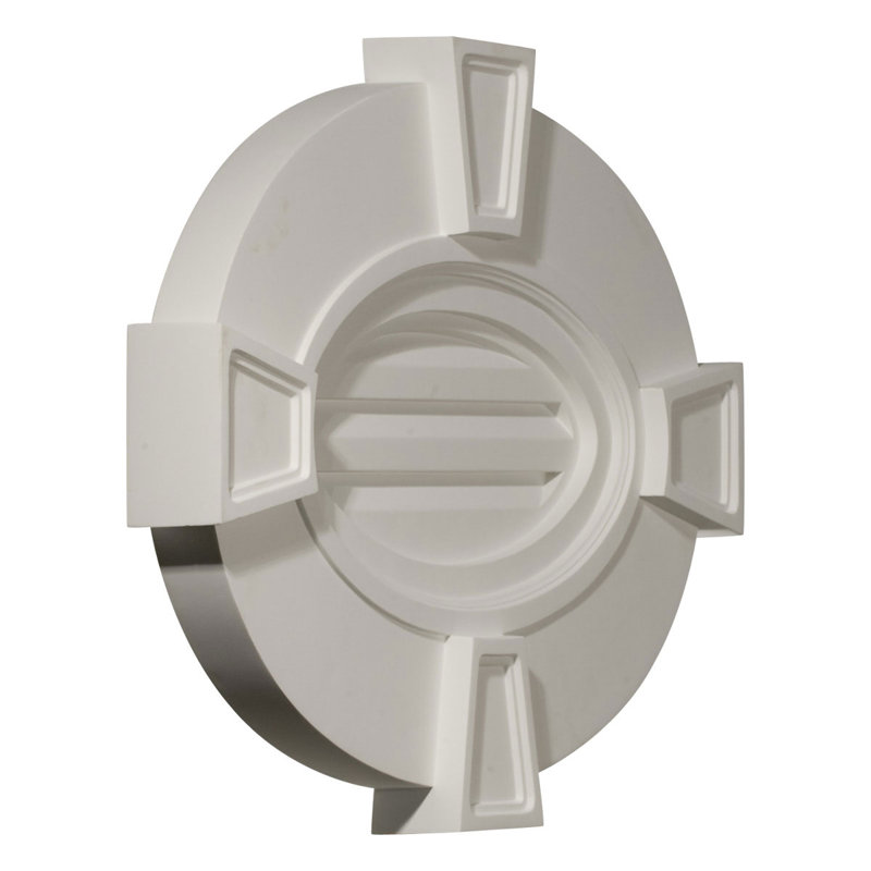 20"H x 29"W Horizontal Oval Gable Vent Louvre with Flat Trim and Keystones