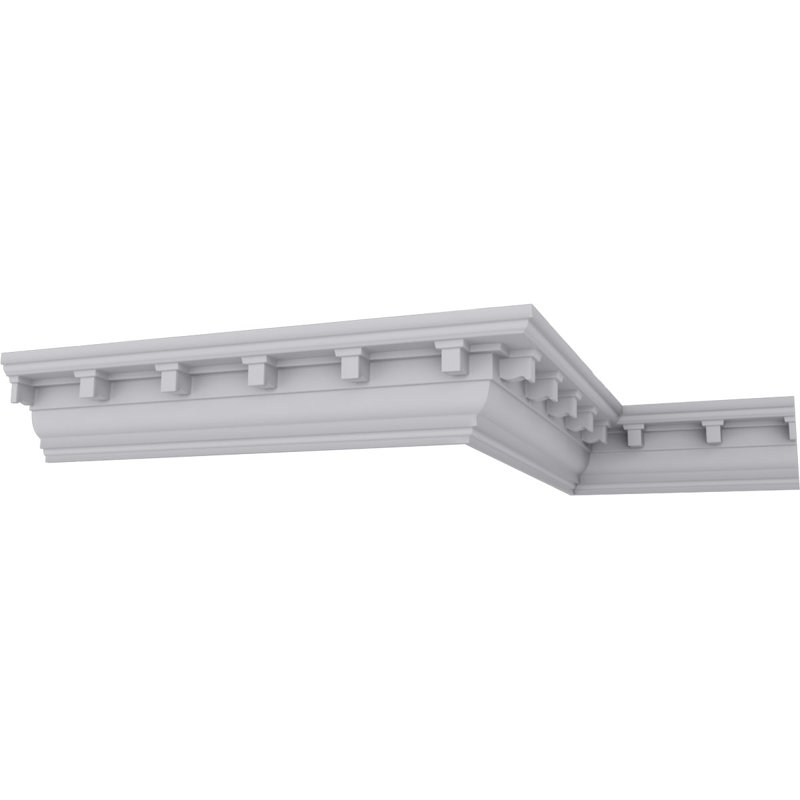 Nouveau Dentil White Polyurethane Crown Moulding 94.5"