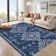 Boho Machine Washable Rug with Rubber Backing for Living Room Non-Slip Dining Room Rug Easy-Cleaning Floor Carpet for Bedroom Office Playroom_OKPHO_338N_Geometric_Blue